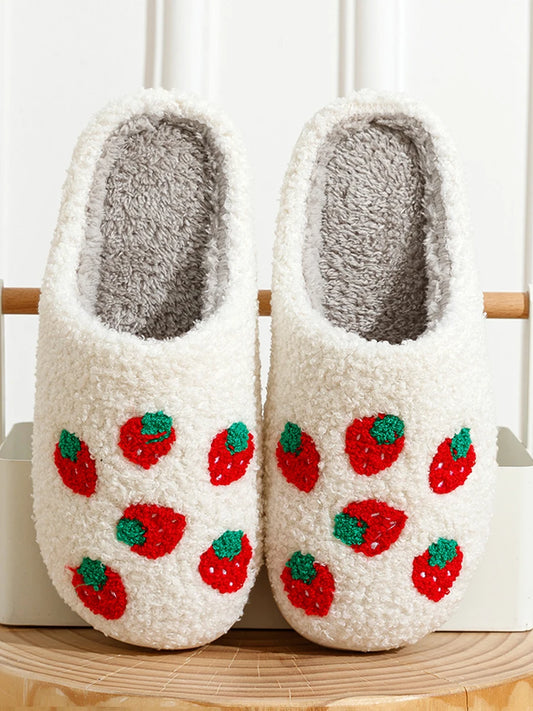 Fuzzy Strawberry Slippers